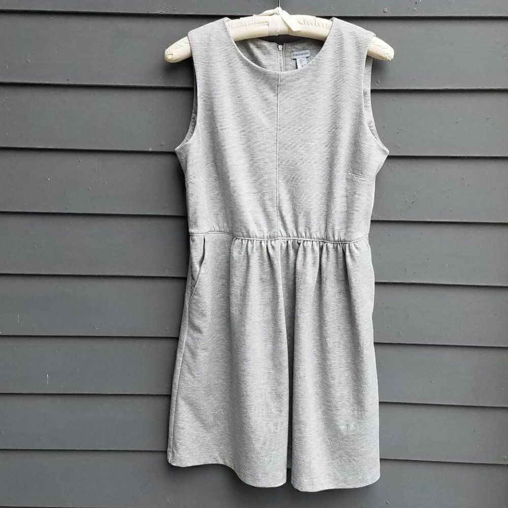 Porophrose Gray Knit Dress with Side Pockets Stretchy Size Large